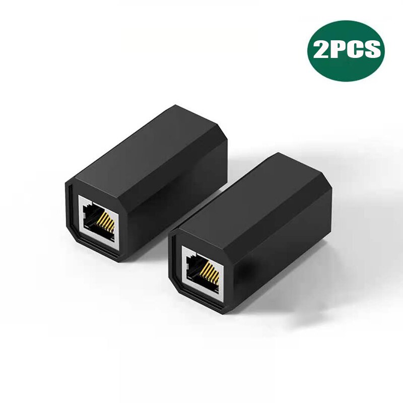 Netzwerk Kabel Verlängerung Adapter RJ45 Koppler Für Katze 7 Ethernet Konverter Buchse auf Buchse Ethernet Kabel für TV PC Hub drucker: 2Stck Schwarz