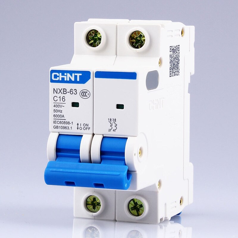 CHINT 2P air switch AC 230/400V NXB-63 C 6 10 16 20 25 32 40 50 63A Load protector Short circuit trip DZ47