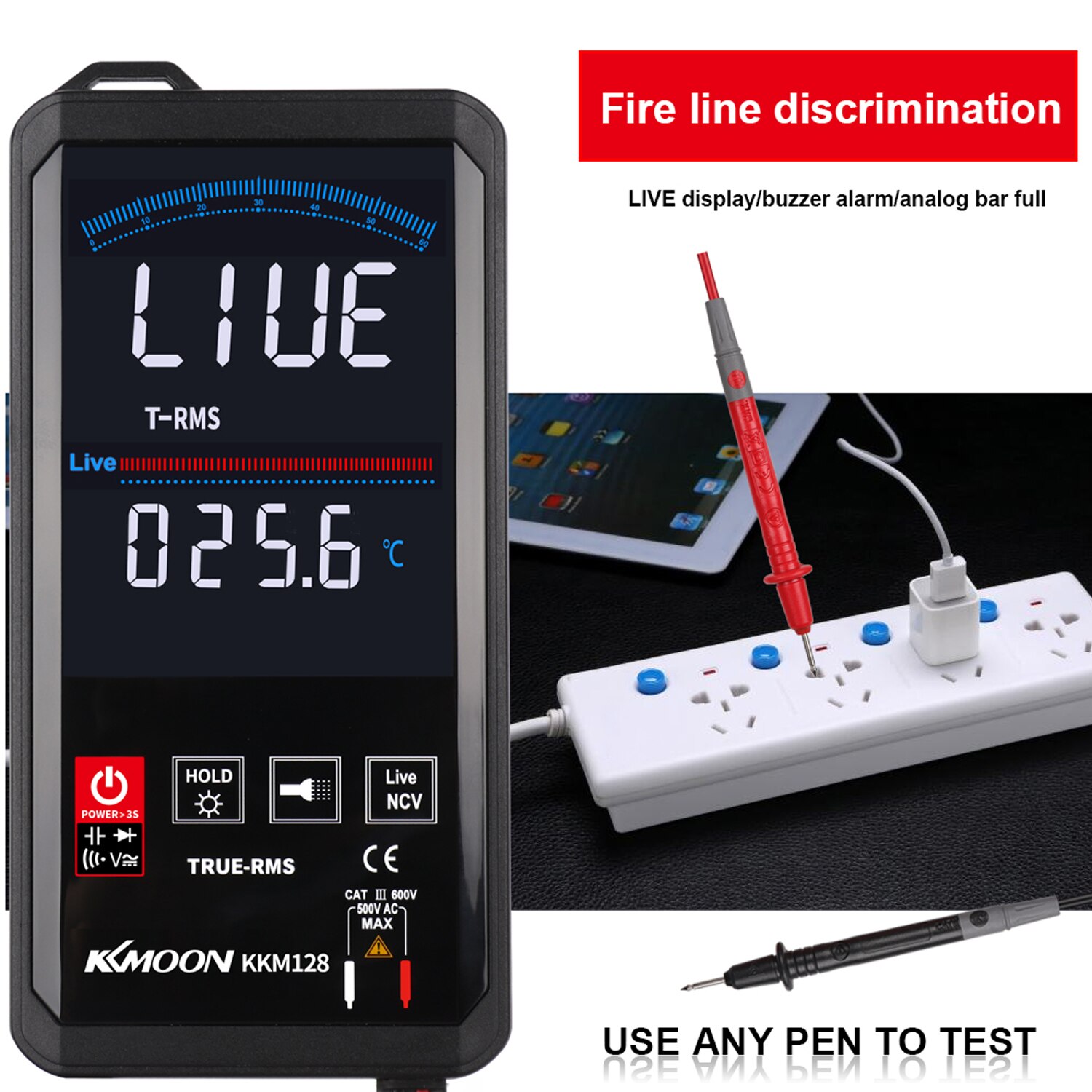 Kkmoon KKM128 4.7 Inch Aanraken Kleur Scherm Ultradunne Multimeter Spanning Frequentie Capaciteit Weerstand Meter 6000 Graven