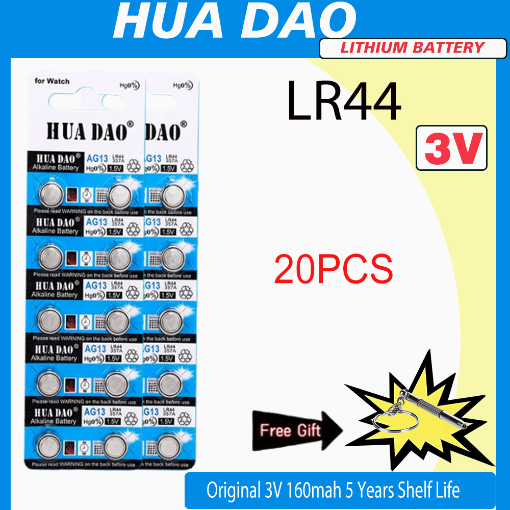 2-30 Pezzi Batterie LR44 ad Alta Capacità L1154F AG13 SR44 A76, Batterie Alcaline Premium 1.5V a Bottone per Calcolatrice: verde