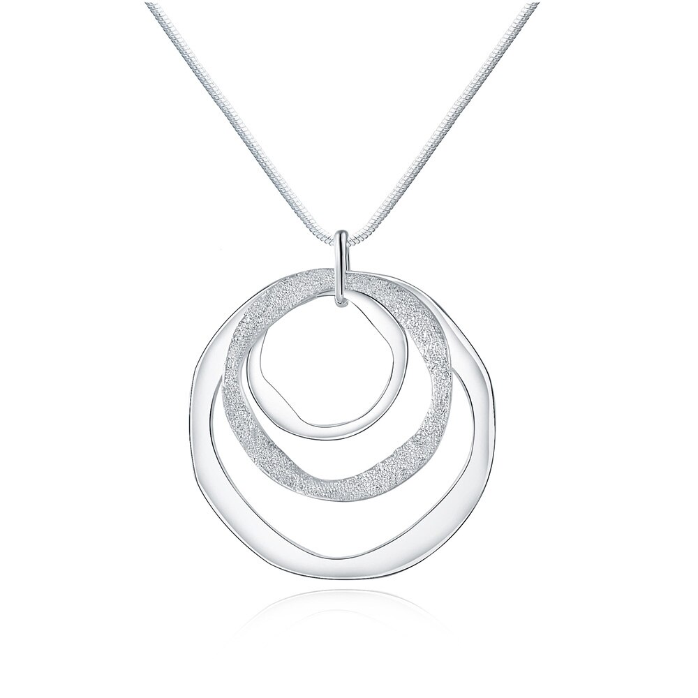 925 halskette aus sterlingsilber für damen, luxuriöser hochzeitsschmuck Ich bin bohèmich-stil mit drei kreisanhängern