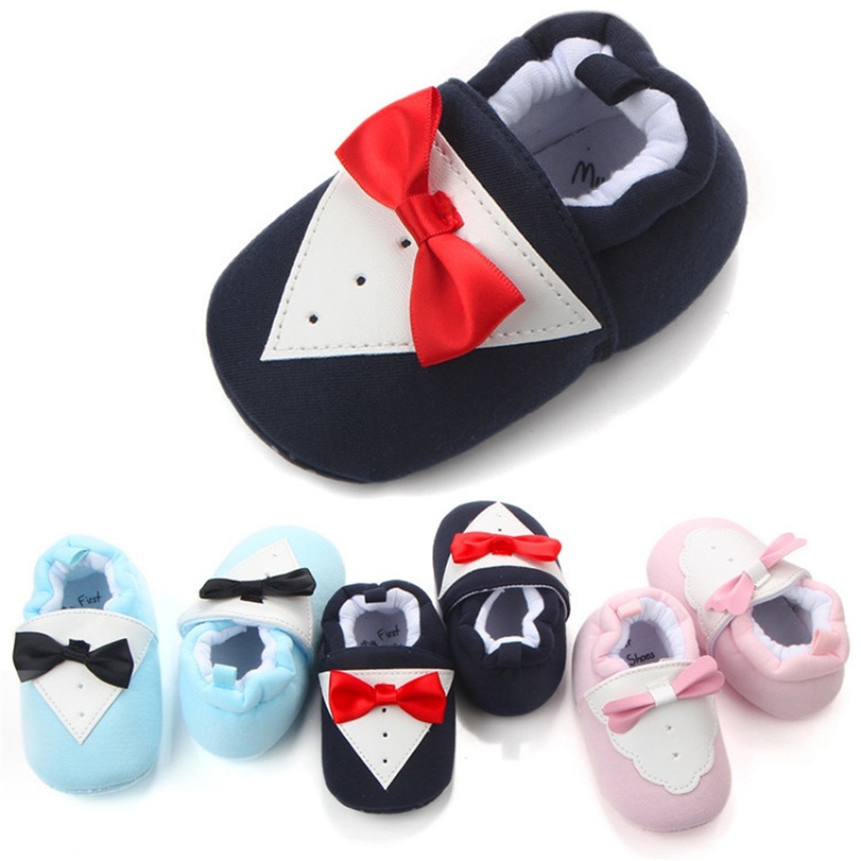 Baby Boys Girls Winter Warm Booties Non-Skid Soft Sole Cotton First Walkers Shoes Slippers with Bow Tie