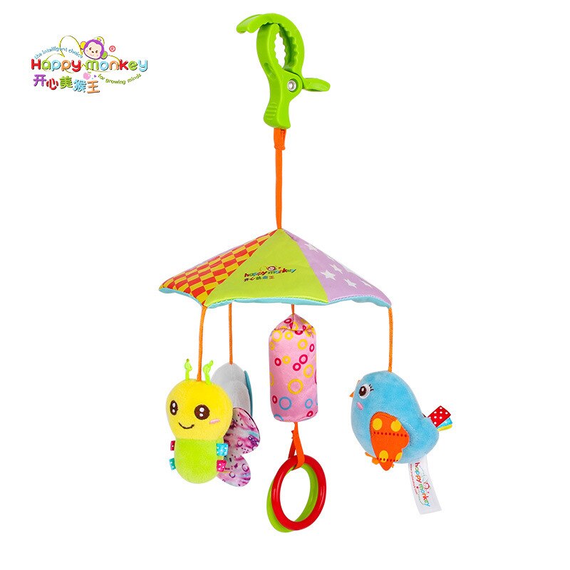 Baby Rammelaars Wieg Mobiles Speelgoed Dier Kikker Roterende Bed Bel 0-12 Maanden Baby Houder Kids Paraplu Roterende wind Chime: cloud bee bird