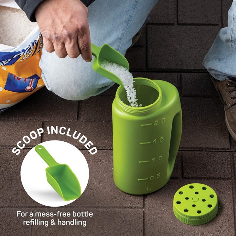 Handheld Spreader Adjustable Hole Size Lawn Fertilizer for Seed Salt Pot Bottle Sprinkler Deicing Ice Melt with/without Shovel