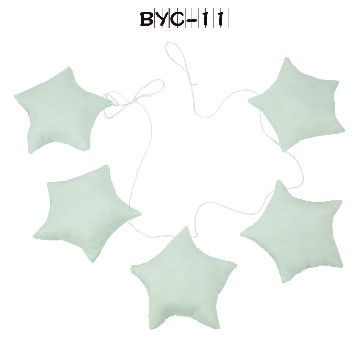 Cunas colgantes de tela de estilo nórdico para bebé, banderín para decoración de cama de niño, accesorios de cunas de 5 estrellas, sonajero para tienda de campaña, 1,5 M: green