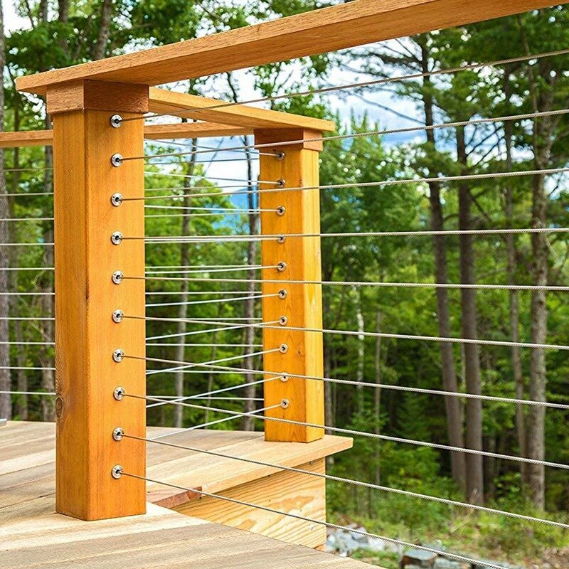 100 Pack Stainless Steel Protector Sleeves for 1/8inch Cable Railing Deck, Wood Posts, DIY Balustrade T316 Marine Grade