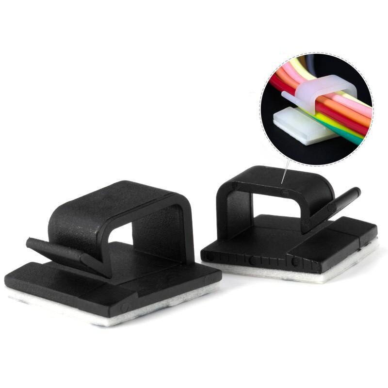 100Pcs Adhesive Cable Permanent Wire Clips Cable Organizer Holder Permanent Anchor for Wall Table 14X14MM
