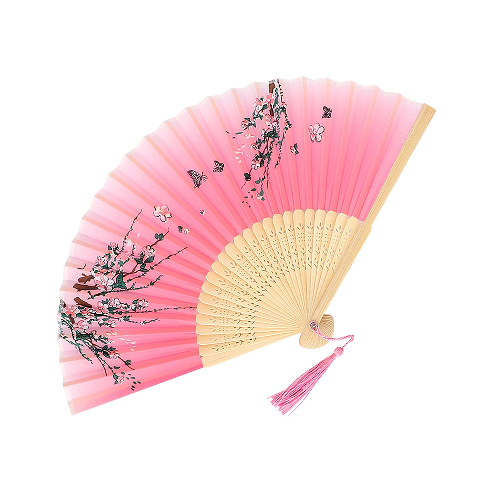 Abanico antiguo Abanico chino Abanico plegable antiguo Abanico de baile Abanicos de mano antiguos Artesanías decoradas Hanfu para fiestas de Halloween Artesanía: Caqui