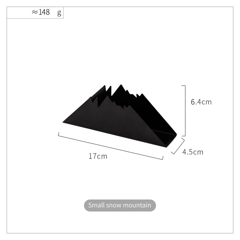 Caja para pañuelos y servilletas triangulares de acero inoxidable, color negro y dorado, papel para mesa rejilla para almacenamiento de toallas, decoración de escritorio para el hogar: Small snow mountain