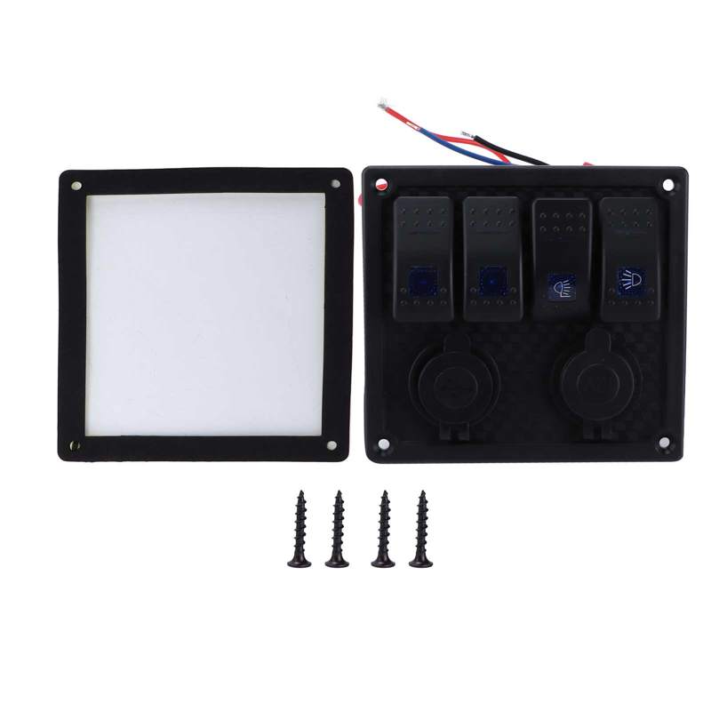 On Off Toggle Switch LED Indicator 4 Gang Rocker Switch for 12‑24V Cars Trucks Boats