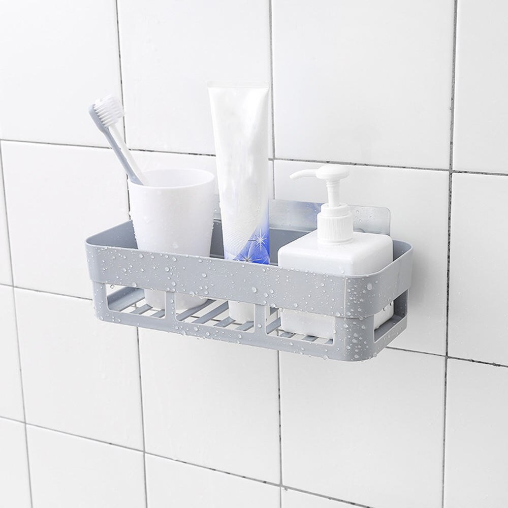 Self-Adhesive Bathroom Storage Shelf Punch-Free Kitchen Toilet Wall Hanging Storage Rack Household Kitchen Bathroom Organizer