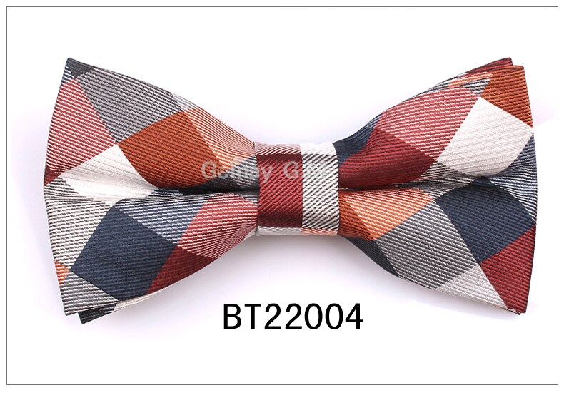 Kostym flugor för män polyester cravats justerbar fluga för bröllopsfest brudgummen fjäril vuxen rutig fluga: Bt22004