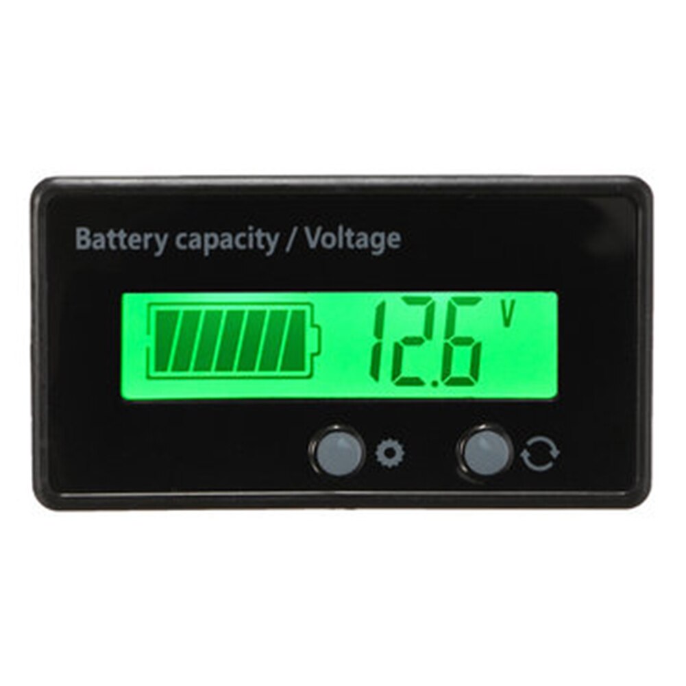 Gauge Buttons Voltage Meter Lithium Car Lead Acid Battery Backlit Universal Battery Capacity LCD Display Monitor Backlit Display: Green