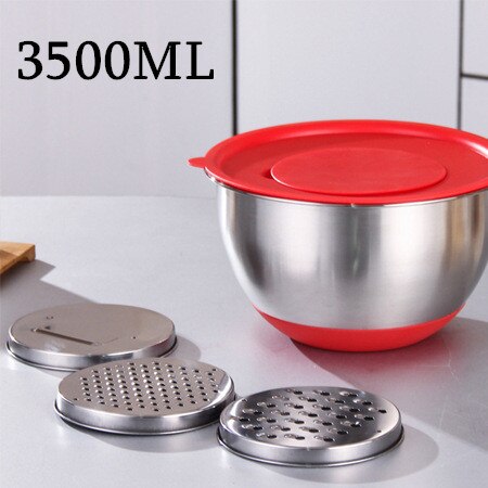 22cm 3500ml Küche Edelstahl Ei Rührgerät Schüssel Gemüse Reibe Obst Salat Mischen Schalen Silikon Griff Nicht-Unterhose Unterseite: Ursprünglich Titel