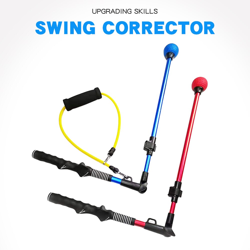 Folding Golf Swing Trainer Stick Posture Corrector Practice Swing Training Aids Upgrade with Rubber Rope Strength Exercises