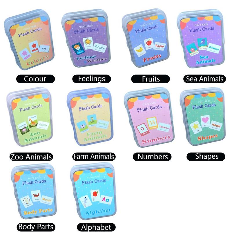 Montessori Cartoon Language Learning Cards Kids Early Development Learning Educational Language Training Ognitive Memory Cards