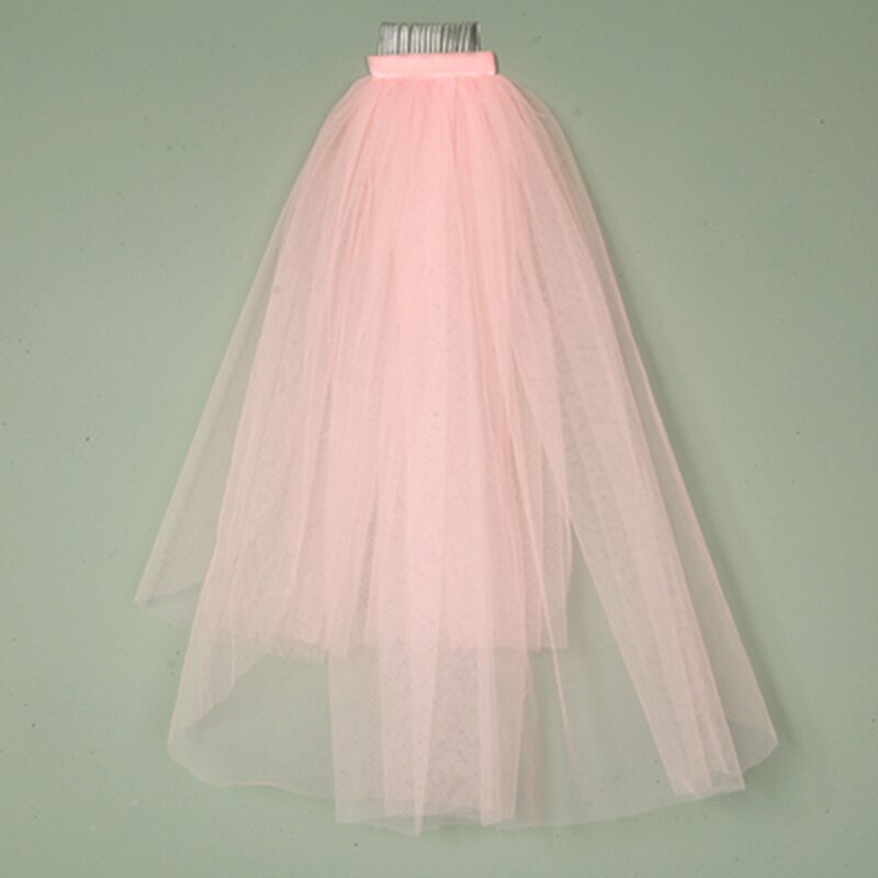 Velos De primera comunión para niñas, velo De tul con peine, corto, De flores, 7 colores, blanco, negro, rojo y rosa: Pink