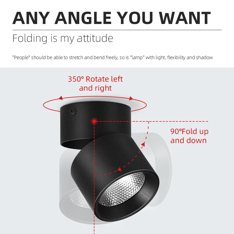 Spot Led Downlight Draadloos Opvouwbare LED Spotlight Opbouw Plafondlamp voor Winkel Thuis Slaapkamer Badkamer Binnen Display