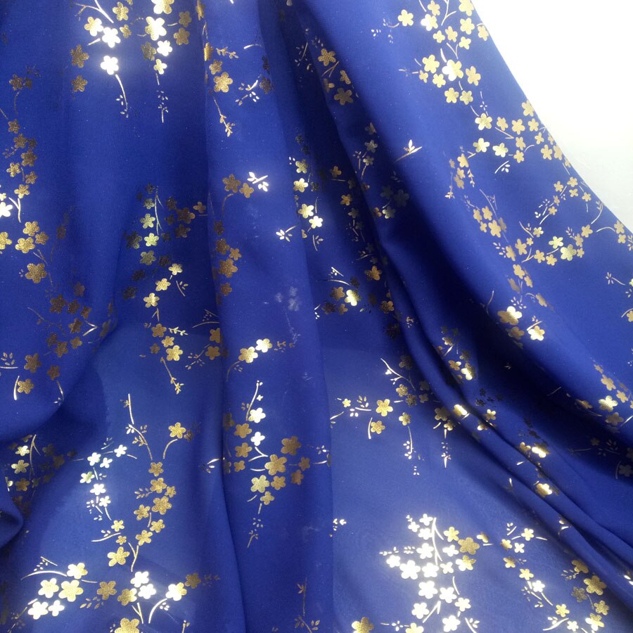 Dancing Dress Cosplay Fabric Bronzing Chiffon Plum Blossom 100D Chiffon Fabric Bronzed Costume Material DIY Stage 1 Meter