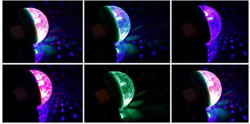 5V USB LED Mini escenario Disco DJ luz teléfono móvil en coche Navidad Año iluminación Auto rotación bola de lámpara de bombilla RGB