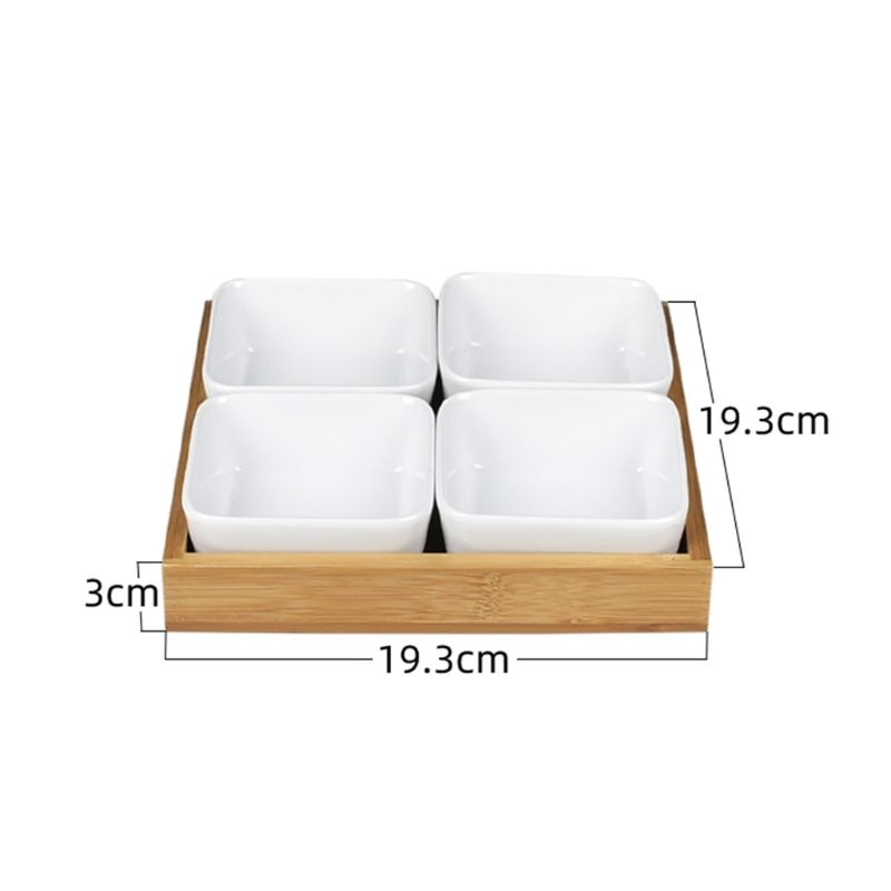Ceramic Sauce Dish Divided Dipping Bowl Tray Condiment Dish Storage Tray for Kit