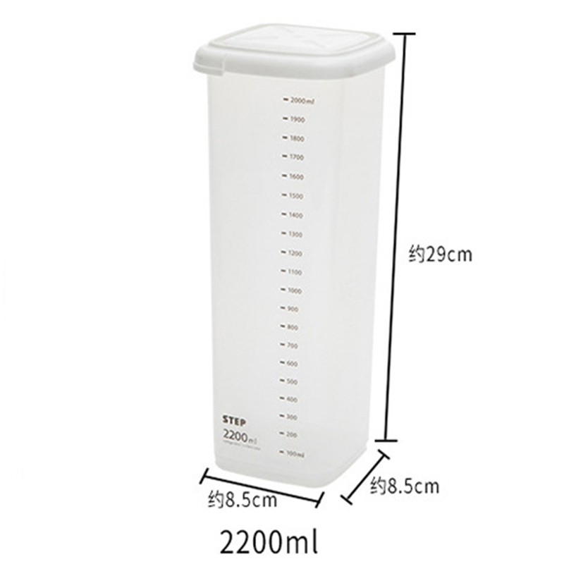 Different Capacity Plastic Sealed Cans Kitchen Storage Box Transparent Food Canister Keep Fresh Clear Container Pasta Box: white 2200ML