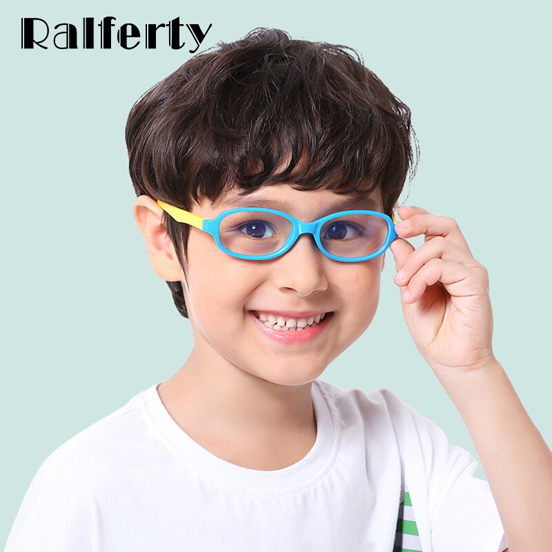 Ralferty fleksibel  tr90 børn anti-blå briller computer beskyttelsesbriller barn dreng pige briller ramme  a005