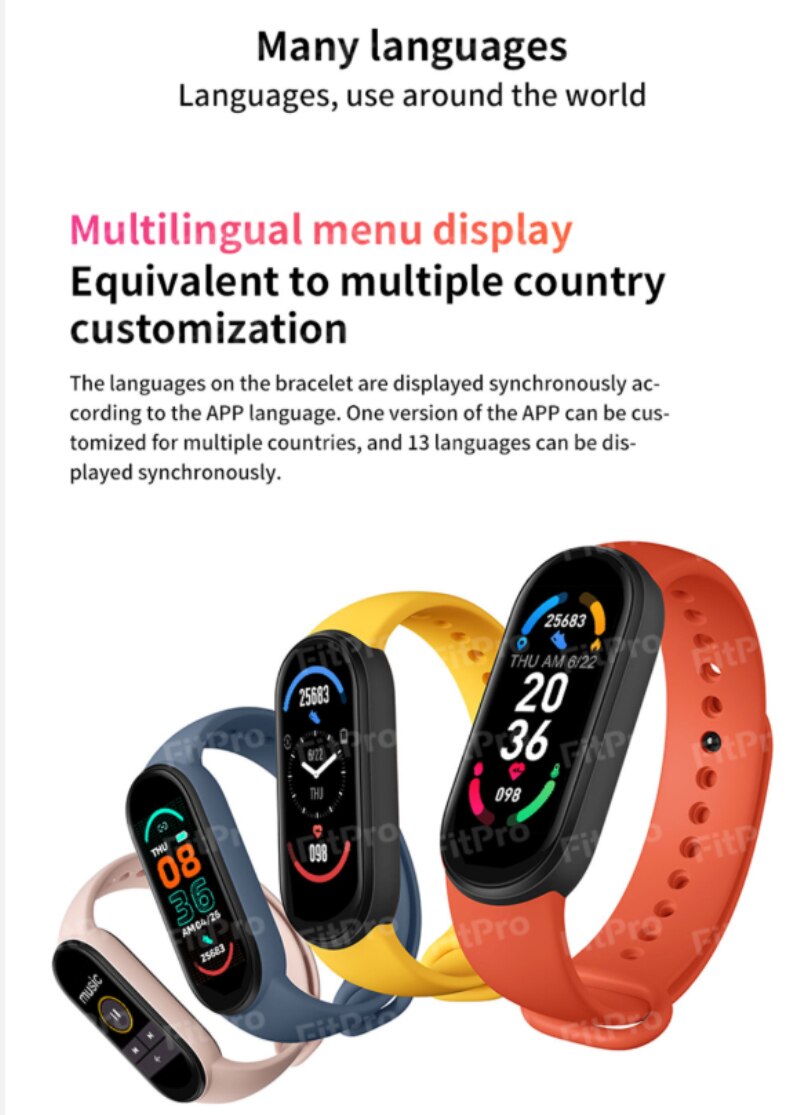 M6 Smart Band Horloge Armband Polsband Fitness Tracker Bloeddruk Hartslag Hartslagmeter Bloed Smartwatch Band