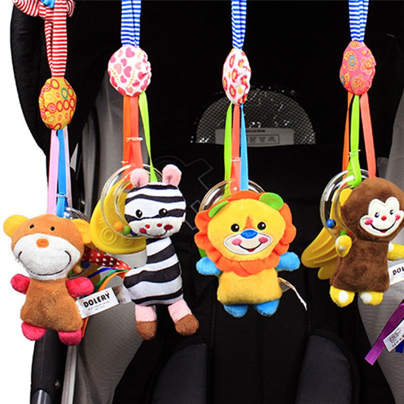 Baby Crib Hanging Stroller Rattle Teether Toy Cute Animal Pattern Handbell Newborn Baby Development Appease Toy Shower