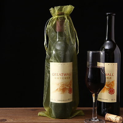 Organza wijnzakken met trekkoord, huwelijkscadeauzakje in paars rood goud roze bungurdy champagnefleshouder, feestevenementbenodigdheden: green