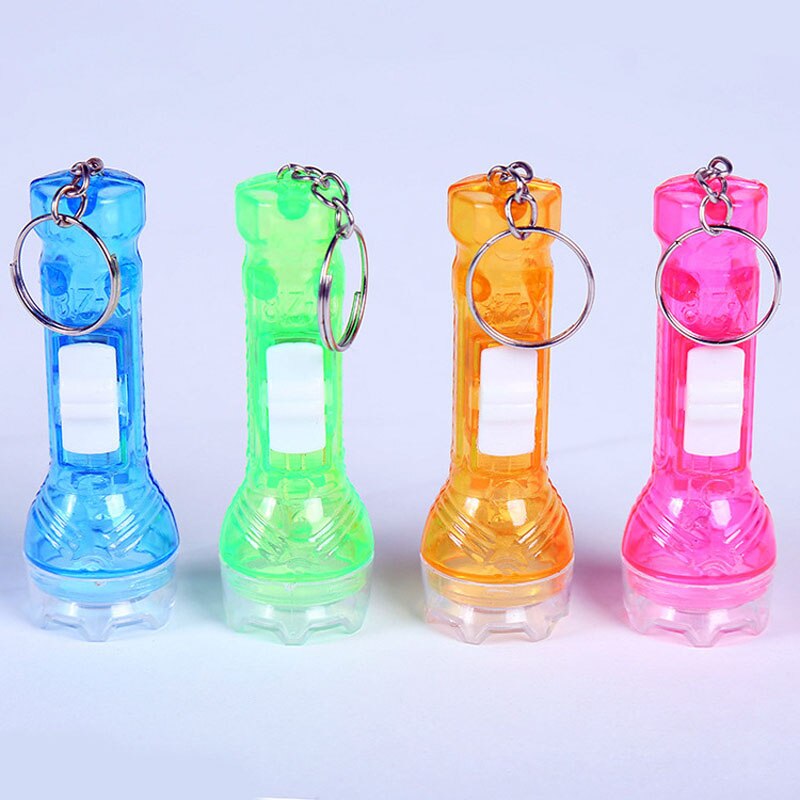 2pcs Mini LED Flashing Flashlight Toys Kids Flash Light Key Rings Light Random Colour: Default Title