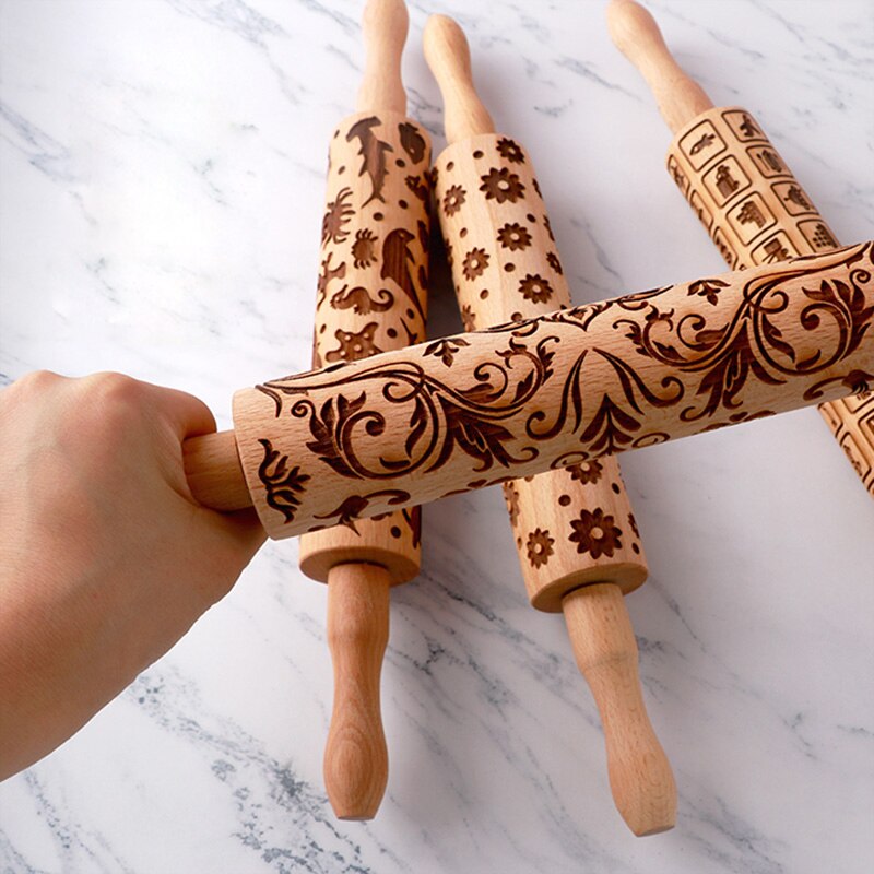 Kerst hert cartoon bakken deegroller taart koekje fondantdeeg gegraveerde roller rendier sneeuwvlok fondant taart reliëf