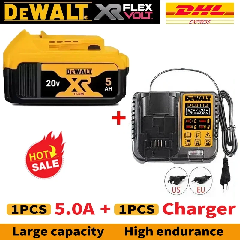 Originalt dewalt batteri 20v, 2.0v-9.0ah,  genopladeligt lithium-ion-batteri, dcb 115,  dcb 118,  dewalt værktøjsbatteri + oplader: Multi