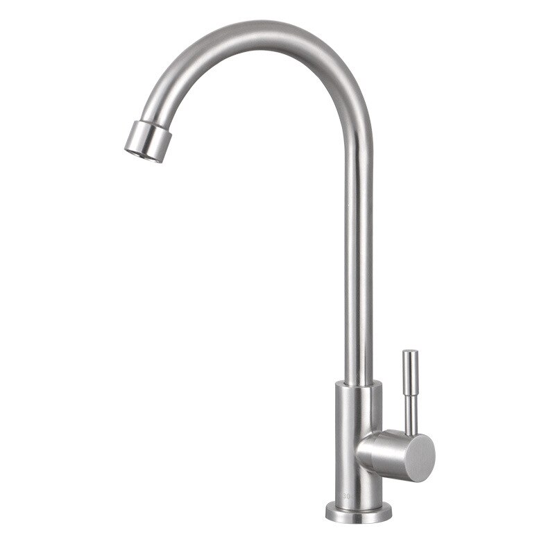 304 Stainless Steel Faucet, Kitchen Single Cold Vertical Faucet, Stainless Steel Vegetable Basin Faucet: Default Title