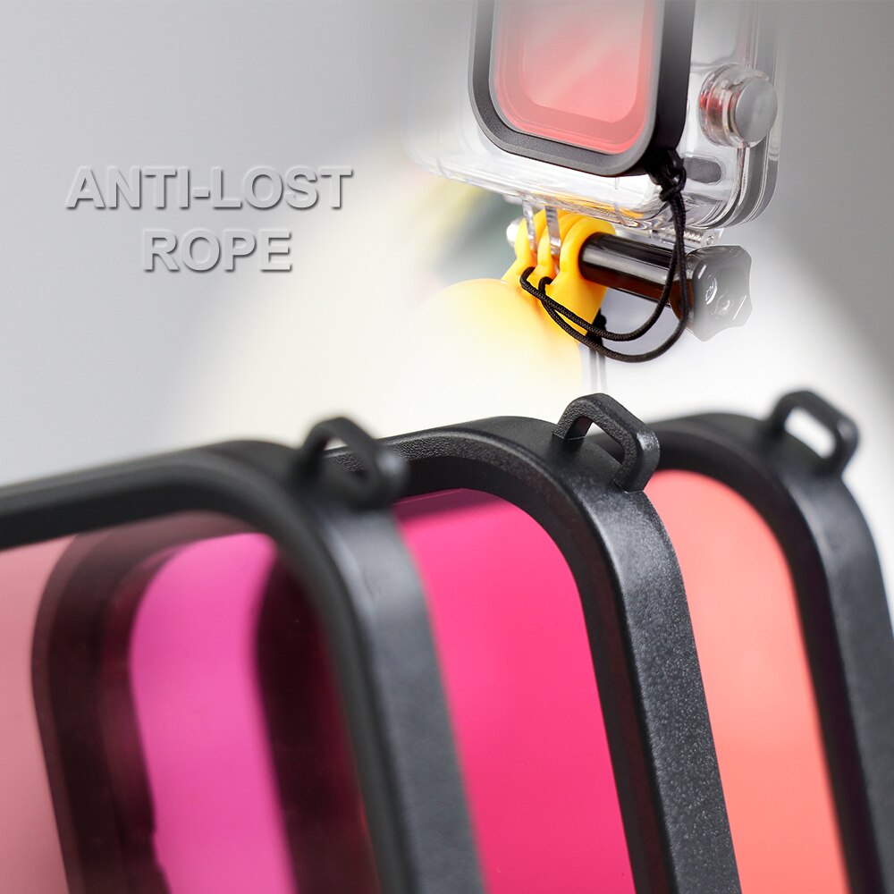 Filtro de lente de buceo para GoPro Hero 8, rojo y morado polarizador, accesorios de filtro de lente de cámara de acción