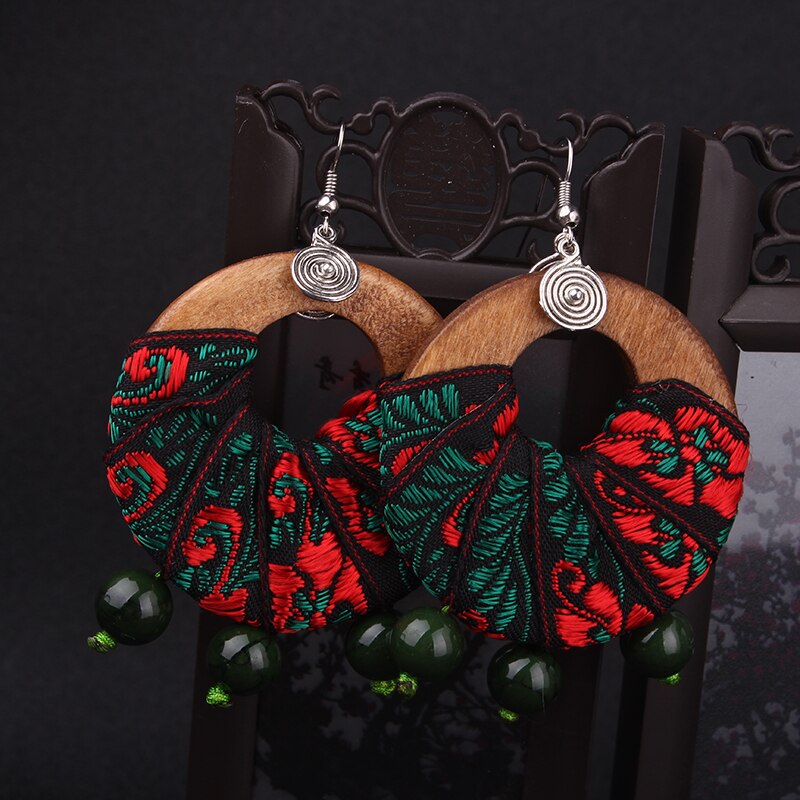 16Design deNew embroidery Ethnic fabric earrings ,Big brand handmade Chinese wind traditional vinatge classical dangle earrings