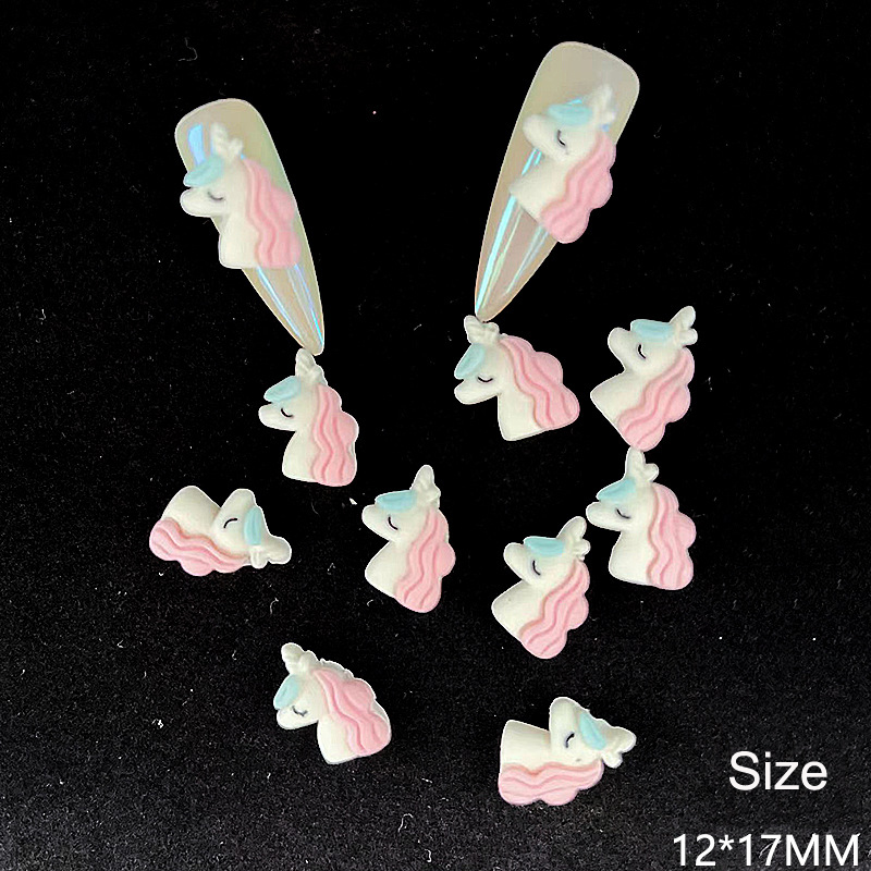 10 stks Cartoon Bunny Nail Art Charm 3D Snoep Kleur Hars Cartoon Dier Lollipop Nageldecoratie Korea Kawaii Nagelaccessoires: Blue White
