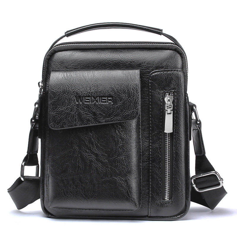 Retro Voor Mannen Crossbody Tas Kleine Toevallige Handtas Pu Lederen Mannelijke Schoudertas: Black