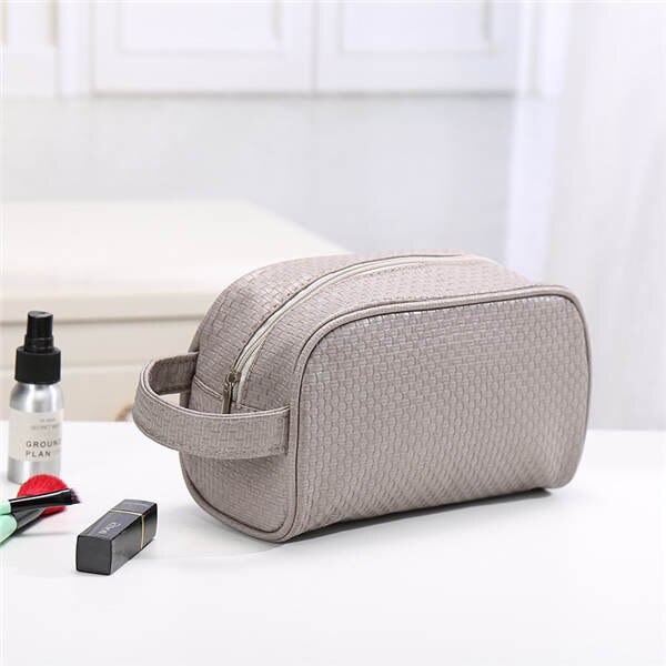 Purdored 1 pc cor sólida homens saco de lavagem unisex saco de cosméticos para maquiagem de viagem saco de higiene pessoal trousse de toilette dropshipping: gray