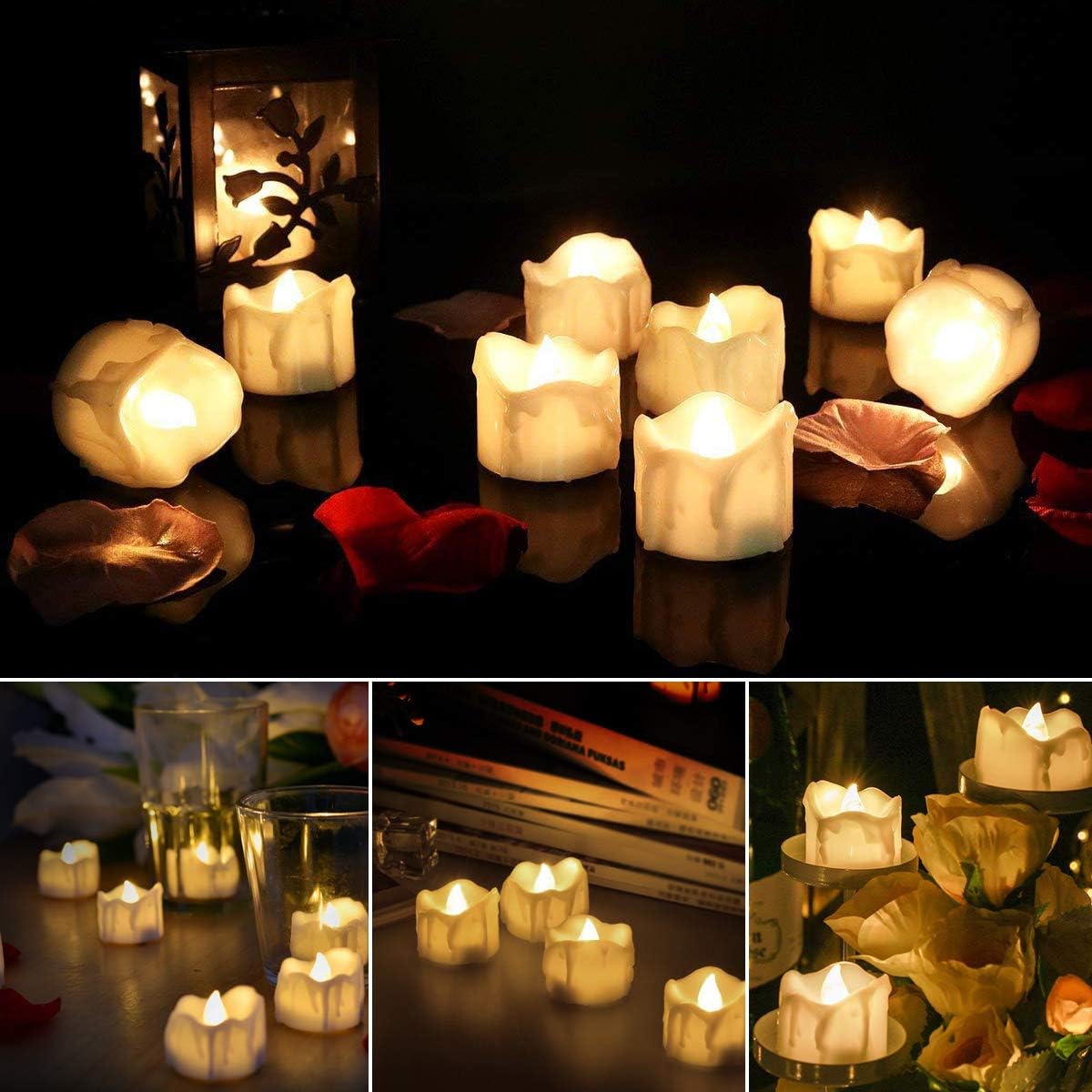 LED-Kerzen, 48/24/12 Stück, batteriebetriebene Kerzen, Batterien, Lichter, Kerzen zur Erstellung Wärmer Atmosphäbetreffend, natürlich flackernd, Hölle