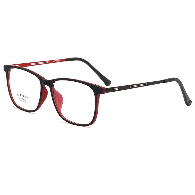YIMARUILI – monture de lunettes Allo en titane pour hommes, très léger, grand visage, myopie, carré optique de Prescription, 9825: Black Red