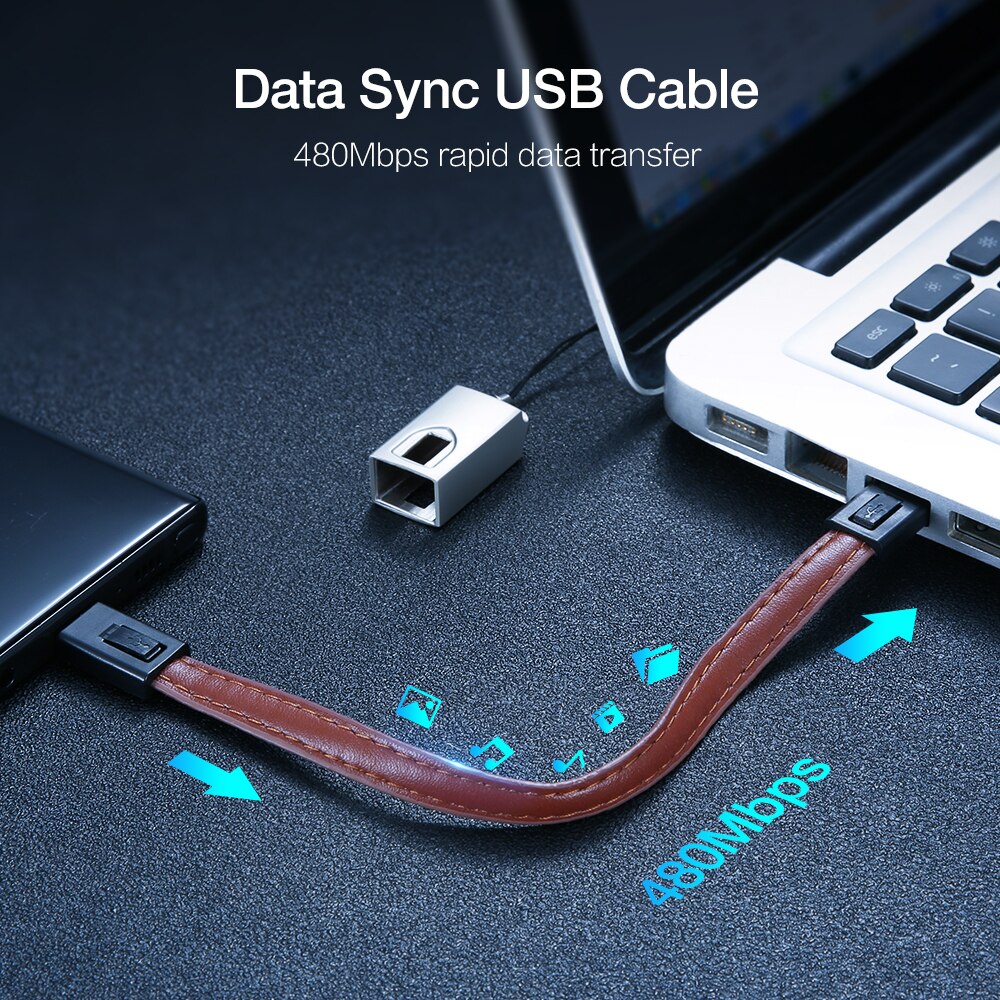 Raxfly Lederen Sleutelhanger Ring Usb Kabel Voor Saumsung Iphone 11 Pro Max Xr 20Cm Micro Usb Kabel Usb 1.8A opladen Data Draad