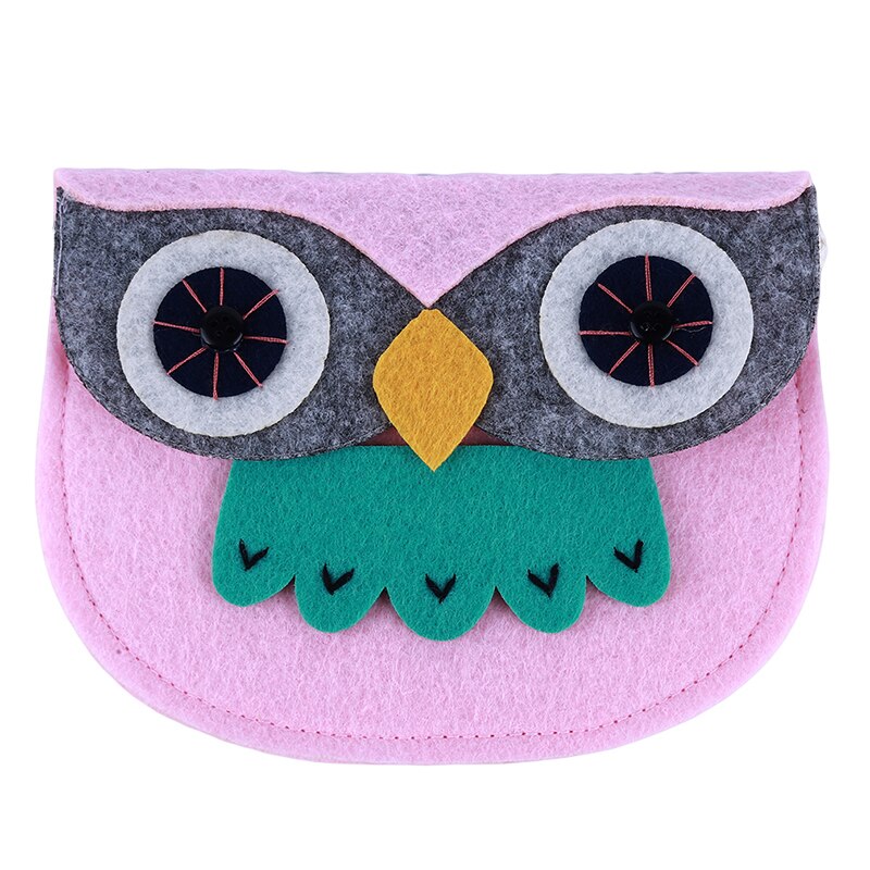 Kinderportemonnee baby uil mini schoudertas schattige messenger bags non-woven stof kleine tassen voor kinderen meisjes: Roze