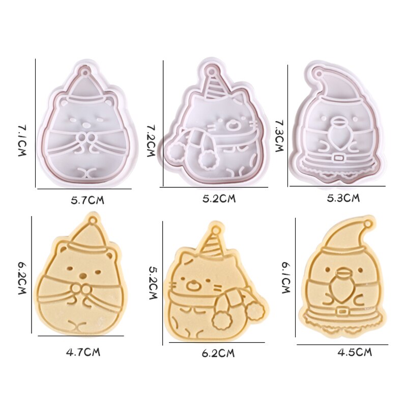 3Pcs Cookie Stempel Biscuit Mold 3D Plunger Halloween/Kerst Cookie Cutters Diy Bakvorm Kerst Formulieren Voor cookies