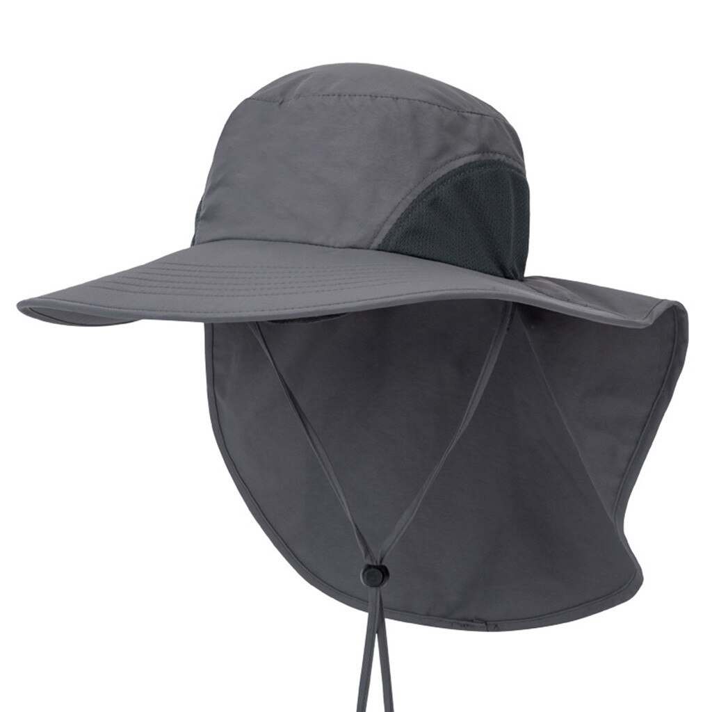 Unisex Wide Brim Sun Hat with Neck Flap Fishing Safari Cap Outdoor Hiking cloak Fisherman hat sombrero senderismo: Dark Gray 