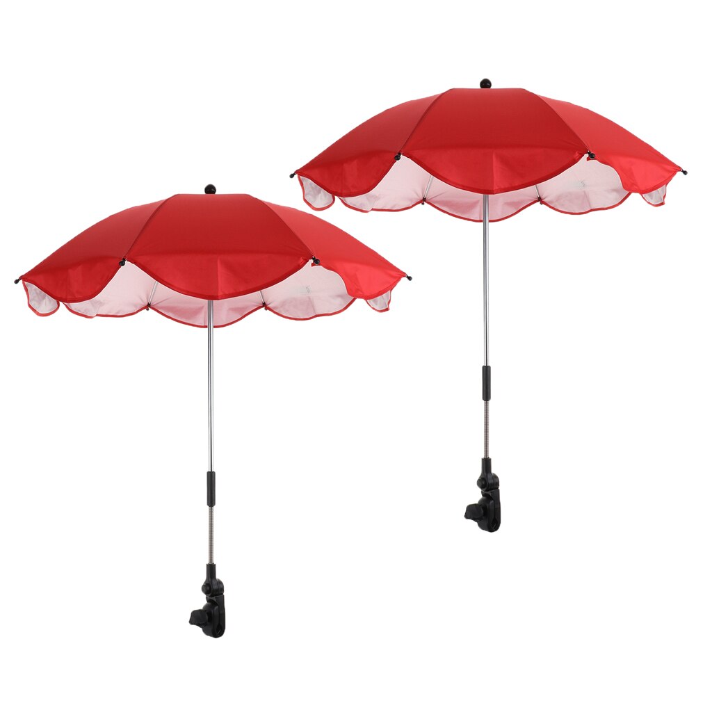 2pcs Sun and Rain Canopy Umbrella Outdoor Beach Parasol with Adjustable Firm Clamp for Swimming Pool