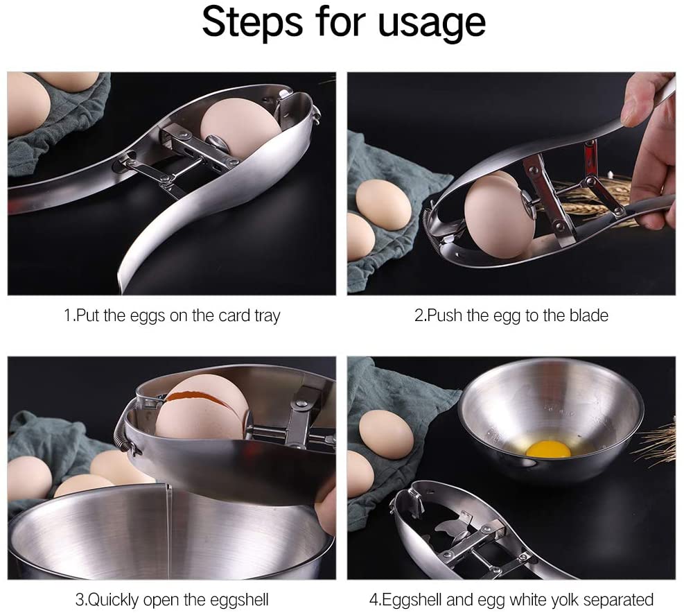 Stainless Steel Raw Egg Opener Portable Egg Shell Breaker Eggshell Cutter Eggs Opening Separator Egg Stripper Quick Egg Opener
