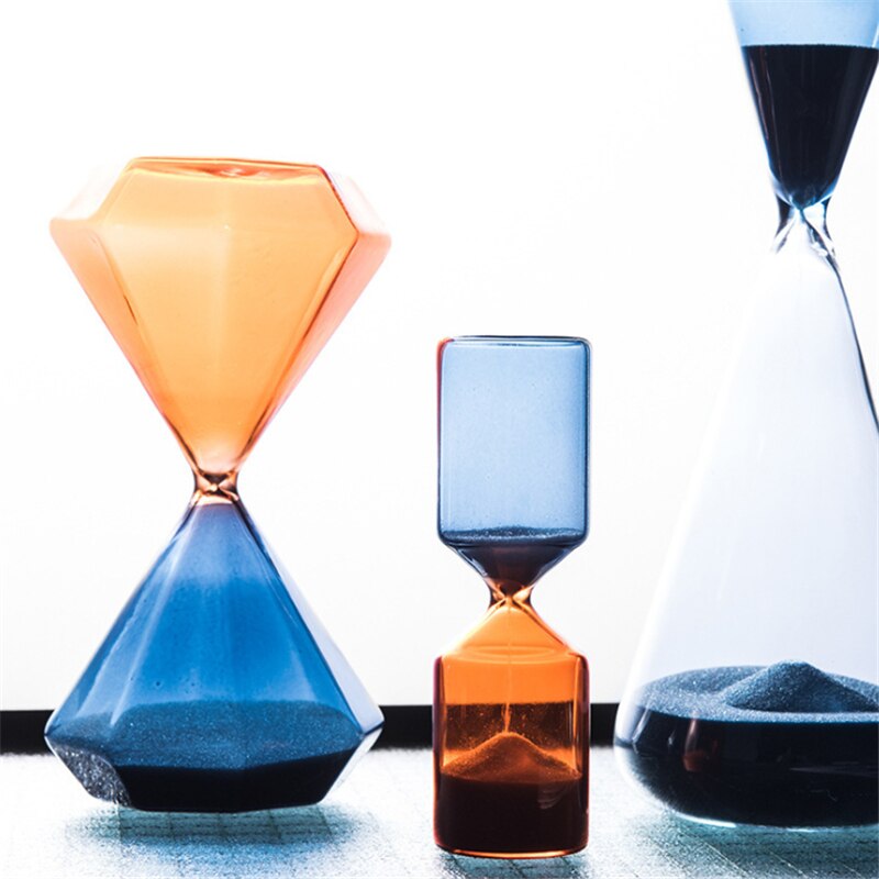 5/15/30/60 minutter to farver blå glas timeglas sand timer hjem kaffebar dekoration pynt studerende fødselsdag