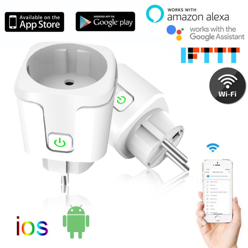16A EU Wifi Smart Plug Socket With Power Monitor, Smart Socket Outlet Works With Google Home Alexa Voice Control
