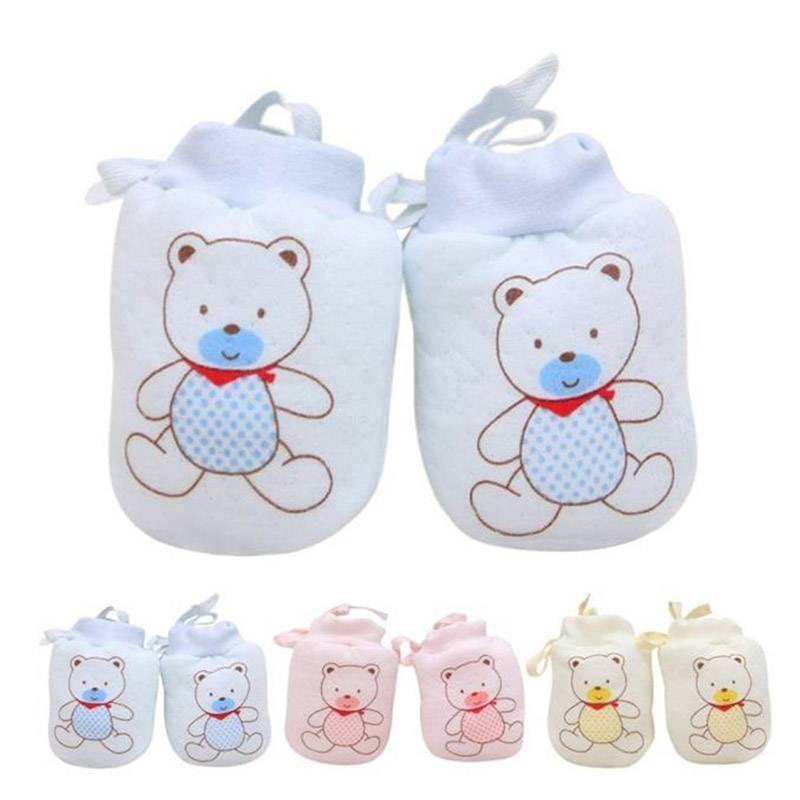 Automne hiver bébé gants 1 paires mignon dessin animé coton bébé infantile garçons filles Anti rayure -né mitaines tissu gants